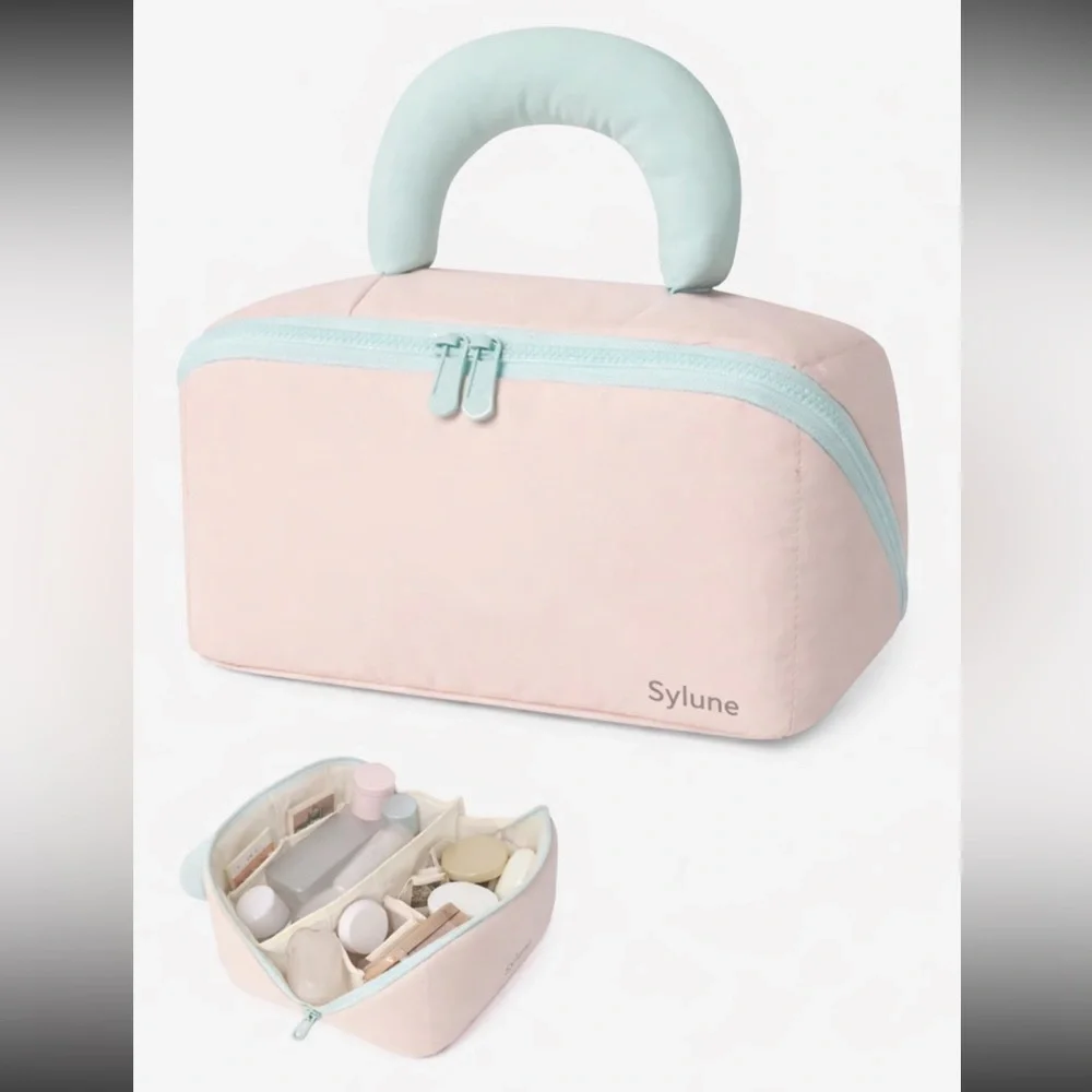 BRAND NEW Sylune Pink and Mint Travel Cosmetic Bag